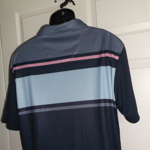 Pro Tour Coolplay Golf Polo Shirt ~ Men's XL ~ Blues with a Pink Stripe - Picture 7 of 7
